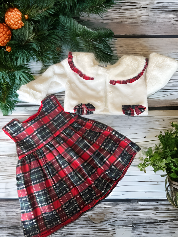 Elegant Christmas Dress with Cozy Fur Jacket – Samabelle